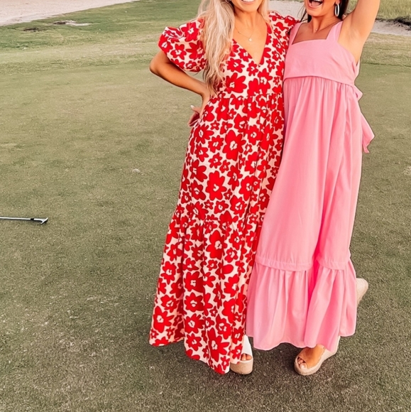 ZARA * Floral Printed Poplin Maxi Dress Red size xs - Picture 3 of 16